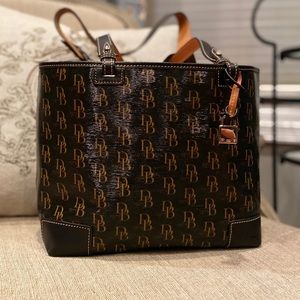 Dooney & Bourke Black Logo Bag with Metal Duck Tag